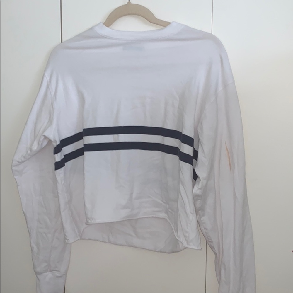 Brandy Melville white and navy striped top